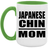 Japanese Chin Mom - 15oz Accent Mug Green