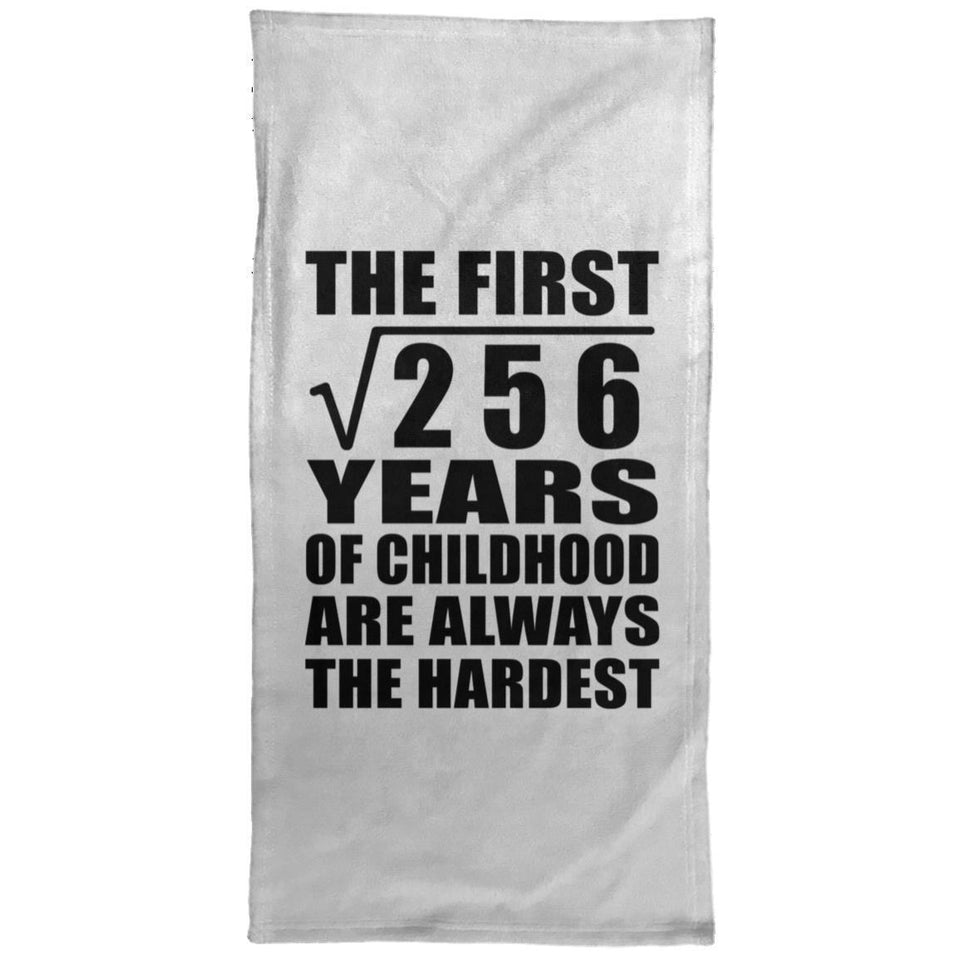 16th Birthday Square Root of 256 Years of Childhood - Hand Towel