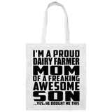 Proud Dairy Farmer Mom Of Awesome Son - Tote Bag White