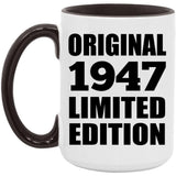 77th Birthday Original 1947 Limited Edition - 15oz Accent Mug Black