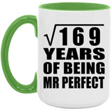 13th Anniversary Square Root of 169 Years of Mr Perfect - 15oz Accent Mug Green