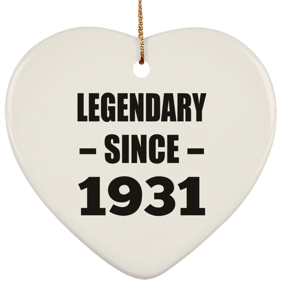 93rd Birthday Legendary Since 1931 - Heart Ornament