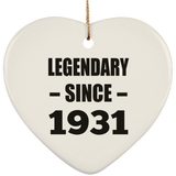 93rd Birthday Legendary Since 1931 - Heart Ornament
