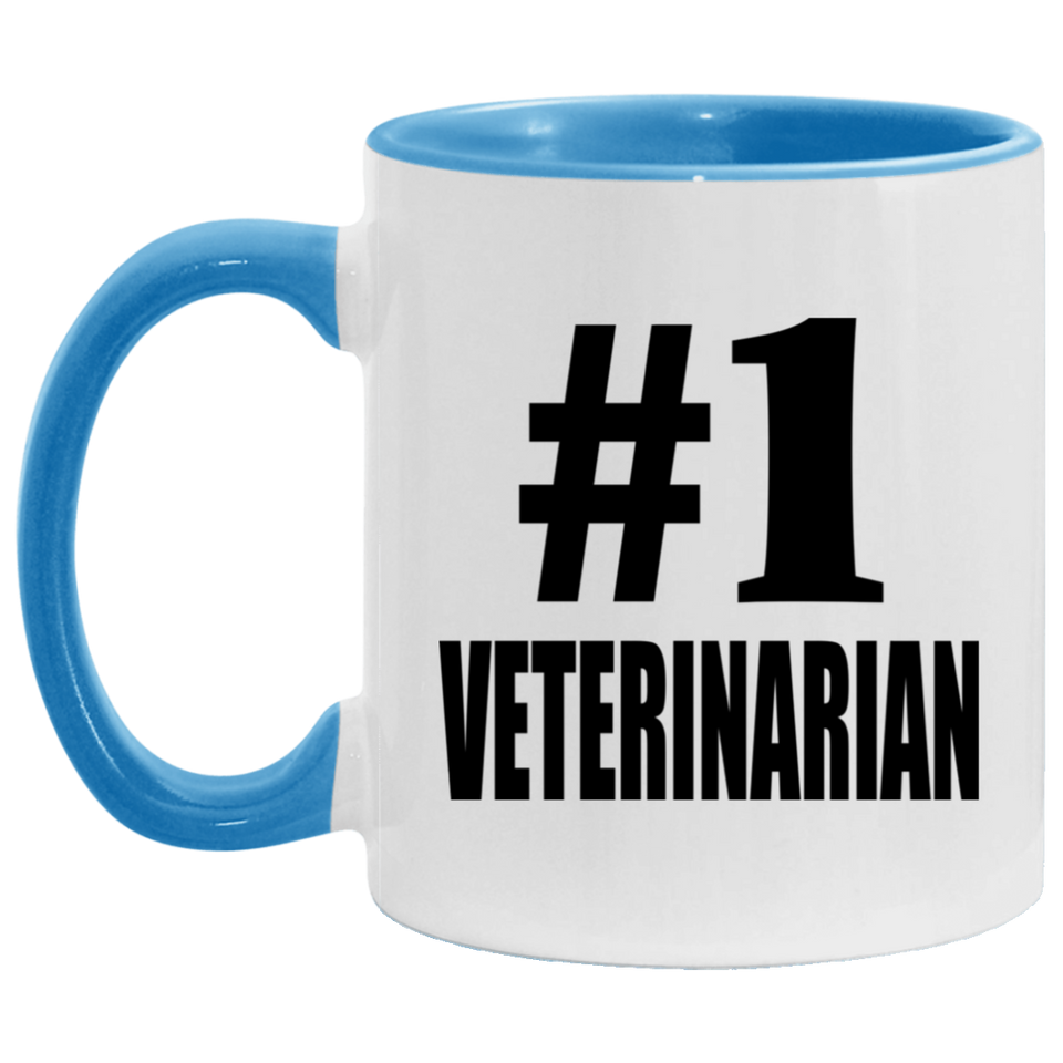 Number One #1 Veterinarian - 11oz Accent Mug Blue