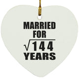 12th Anniversary Married For Square Root of 144 Years - Heart Ornament