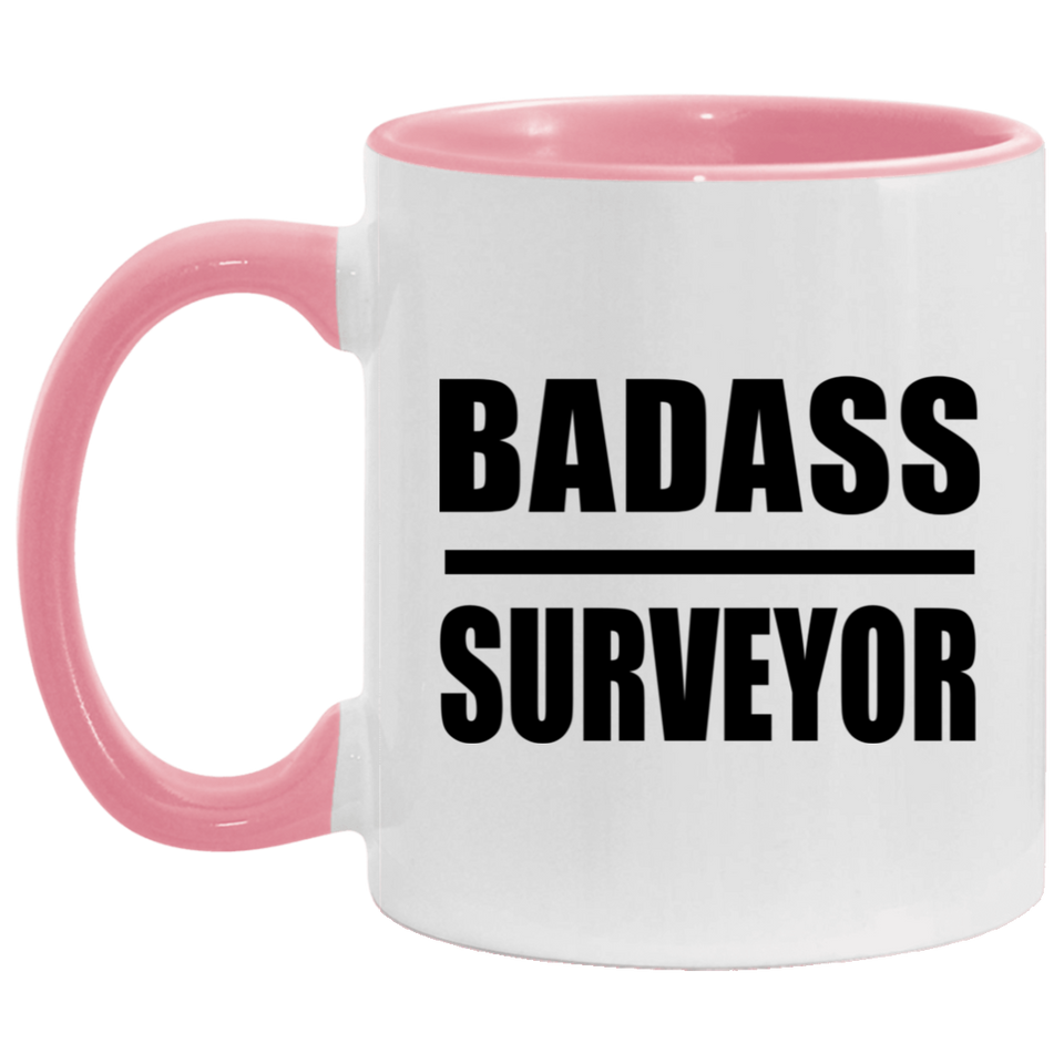 Badass Surveyor - 11oz Accent Mug Pink