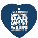 Proud Surveyor Dad Of Awesome Son - Heart Ornament