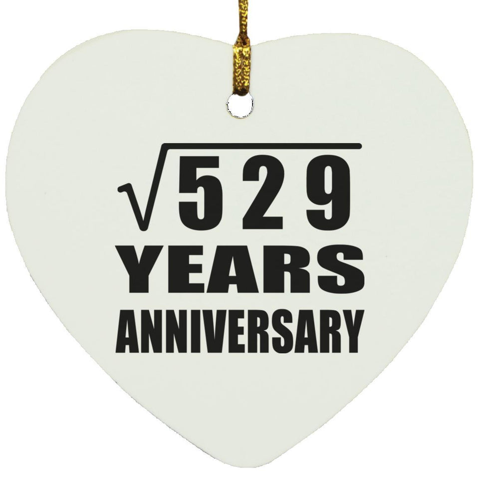 23rd Anniversary Square Root of 529 Years Anniversary - Heart Ornament
