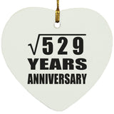 23rd Anniversary Square Root of 529 Years Anniversary - Heart Ornament
