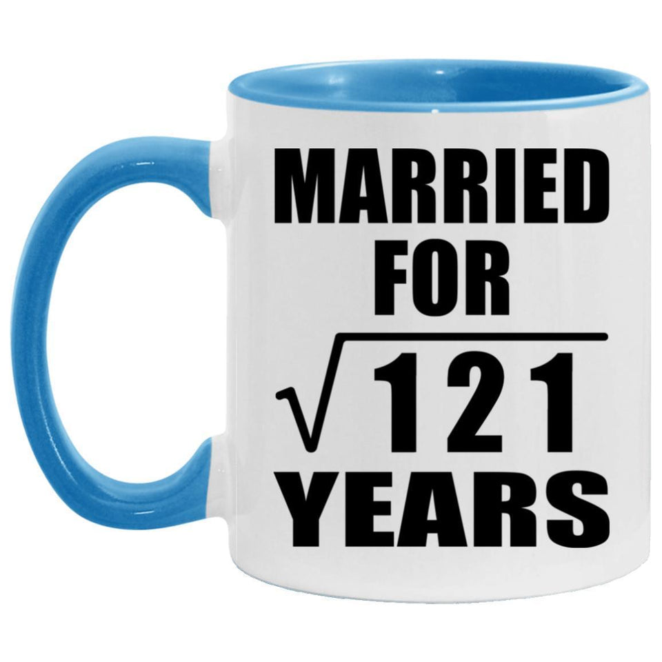11th Anniversary Married For Square Root of 121 Years - 11oz Accent Mug Blue