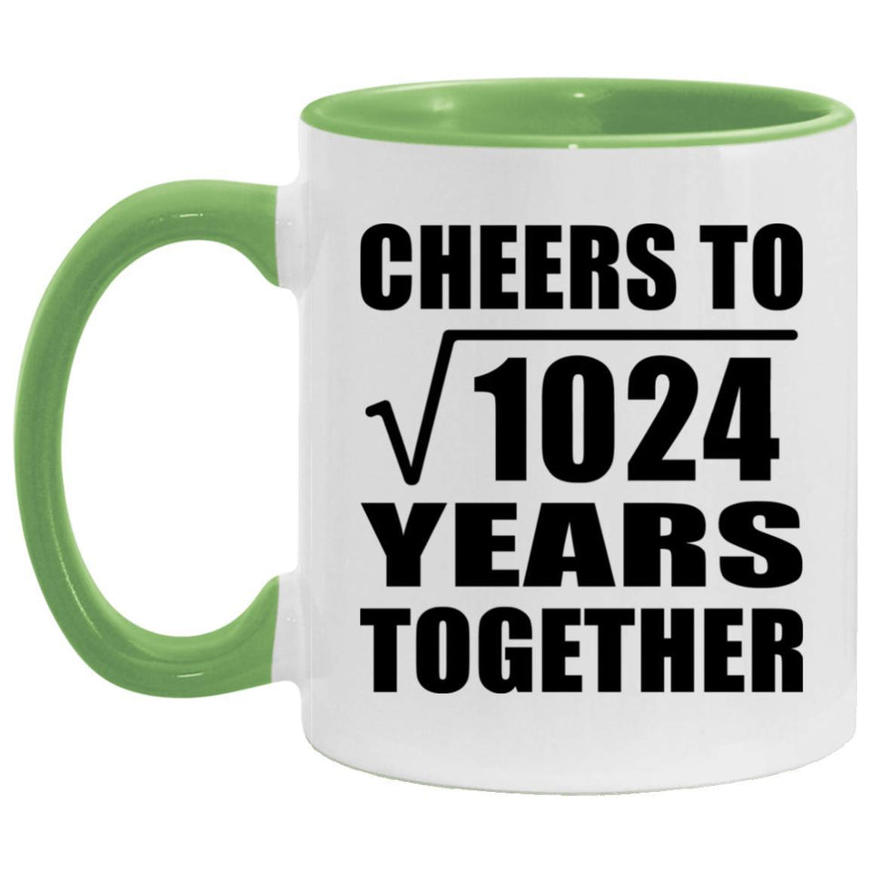 32nd Anniversary Cheers To Square Root of 1024 Years Together - 11oz Accent Mug Green