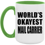 World's Okayest Mail Carrier - 15oz Accent Mug Green