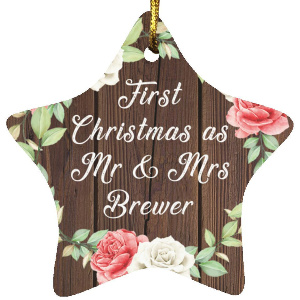 First Christmas As Mr & Mrs Brewer - Star Ornament A