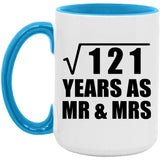 11th Anniversary Square Root of 121 Years As Mr & Mrs - 15oz Accent Mug Blue