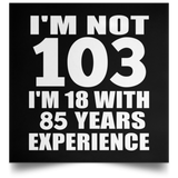 103rd Birthday I'm Not 103 I'm 18 With 85 Years Experience - Poster Square
