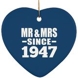 77th Anniversary Mr & Mrs Since 1947 - Heart Ornament