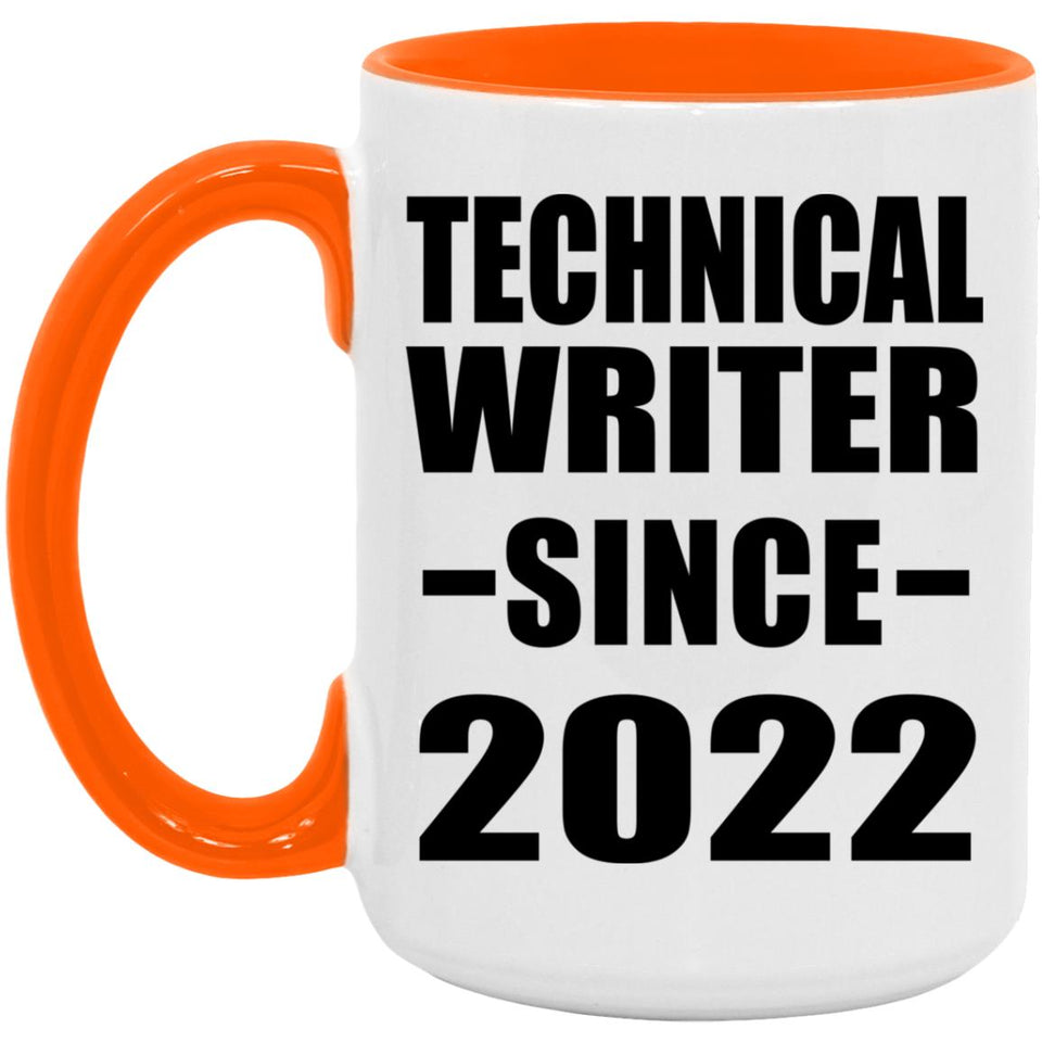 Technical Writer Since 2022 - 15oz Accent Mug Orange