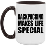 Backpacking Makes Life Special - 15oz Accent Mug Black