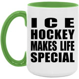 Ice Hockey Makes Life Special - 15oz Accent Mug Green