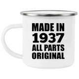 87th Birthday Made in 1937 All Parts Original - 12oz Camping Mug