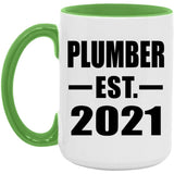 Plumber Established EST. 2021 - 15oz Accent Mug Green