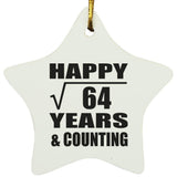 Happy 8th Anniversary Square Root of 64 Years & Counting - Star Ornament