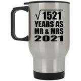 39th Anniversary Square Root of 1521 Years As Mr & Mrs 2021 - Silver Travel Mug