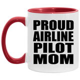 Proud Airline Pilot Mom - 11oz Accent Mug Red