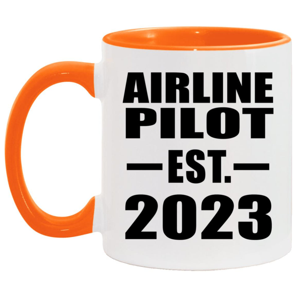 Airline Pilot Established EST. 2023 - 11oz Accent Mug Orange