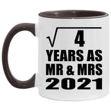 2nd Anniversary Square Root of 4 Years As Mr & Mrs 2021 - 11oz Accent Mug Black