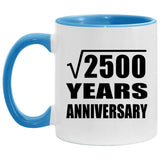 50th Anniversary Square Root of 2500 Years Anniversary - 11oz Accent Mug Blue