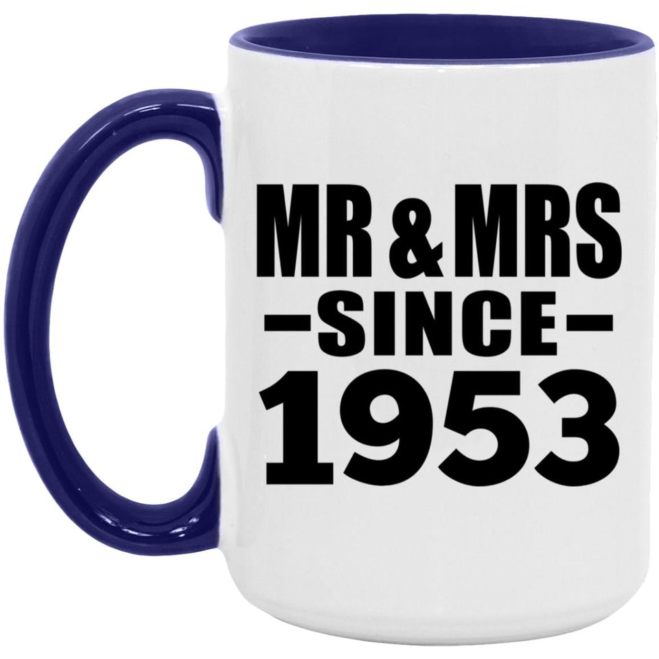 71st Anniversary Mr & Mrs Since 1953 - 15oz Accent Mug Purple
