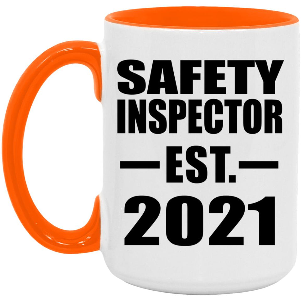 Safety Inspector Established EST. 2021 - 15oz Accent Mug Orange