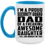 Proud Security Guard Dad Of Awesome Daughter - 15oz Accent Mug Blue