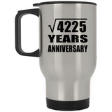 65th Anniversary Square Root of 4225 Years Anniversary - Silver Travel Mug