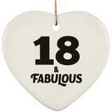18th Birthday 18 & Fabulous - Heart Ornament
