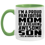 Proud Film Editor Mom Of Awesome Son - 11oz Accent Mug Green