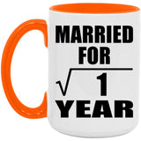1st Anniversary Married For Square Root of 1 Year - 15oz Accent Mug Orange