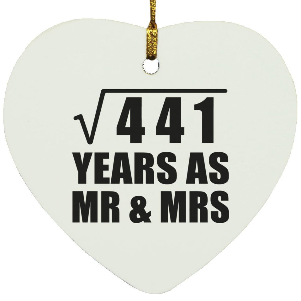 21st Anniversary Square Root of 441 Years As Mr & Mrs - Heart Ornament