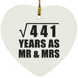 21st Anniversary Square Root of 441 Years As Mr & Mrs - Heart Ornament