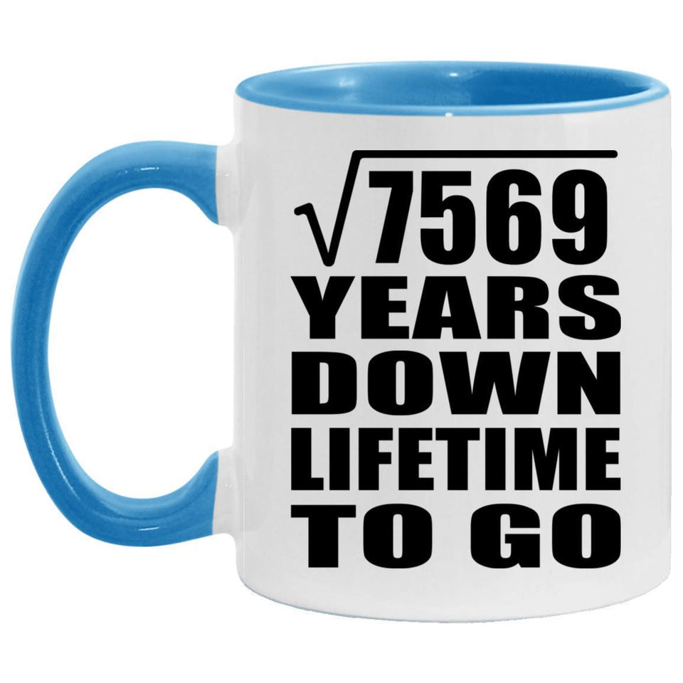 87th Anniversary Square Root of 7569 Years Lifetime To Go - 11oz Accent Mug Blue