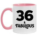 36th Birthday 36 & Fabulous - 11oz Accent Mug Pink