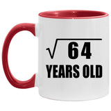 8th Birthday Square Root of 64 Years Old - 11oz Accent Mug Red