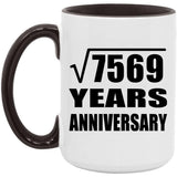 87th Anniversary Square Root of 7569 Years Anniversary - 15oz Accent Mug Black