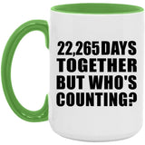 61st Anniversary 22,265 Days Together But Who's Counting - 15oz Accent Mug Green