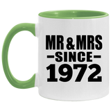 52nd Anniversary Mr & Mrs Since 1972 - 11oz Accent Mug Green