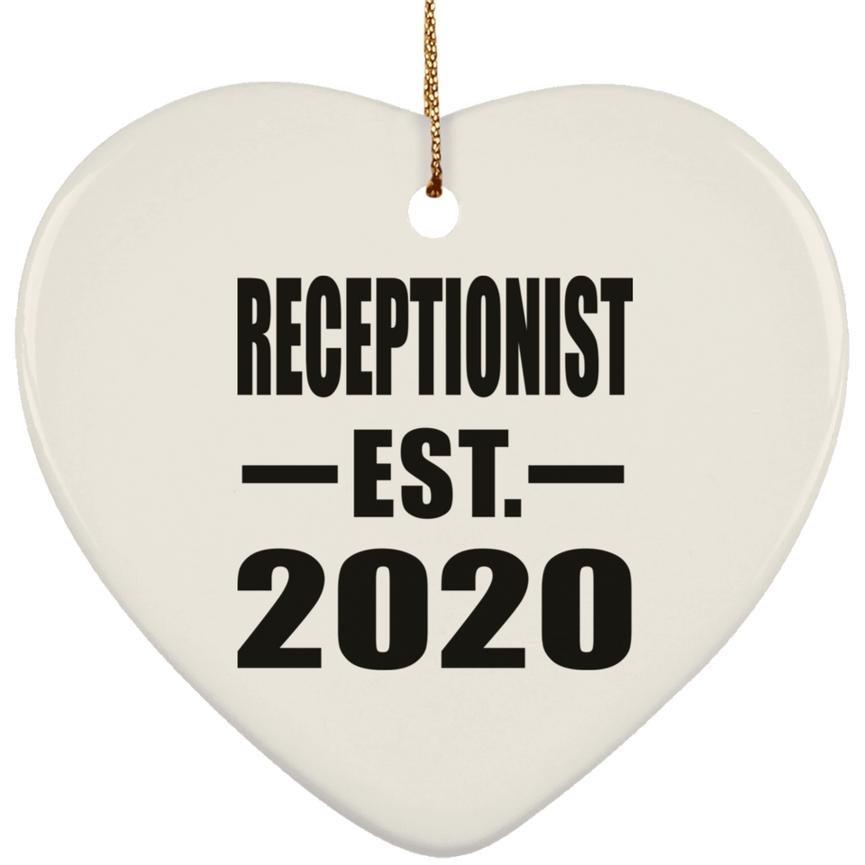 Receptionist Established EST. 2020 - Heart Ornament