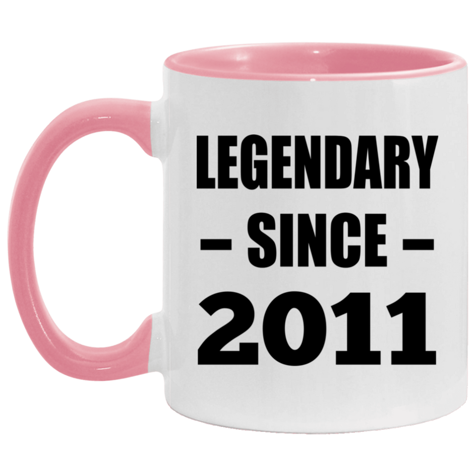 13th Birthday Legendary Since 2011 - 11oz Accent Mug Pink