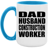 Dad Husband Construction Worker - 15oz Accent Mug Blue