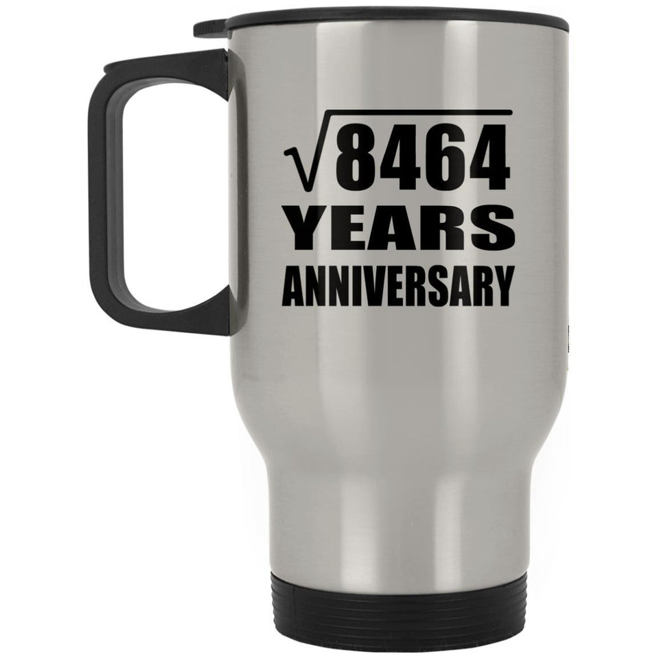 92nd Anniversary Square Root of 8464 Years Anniversary - Silver Travel Mug